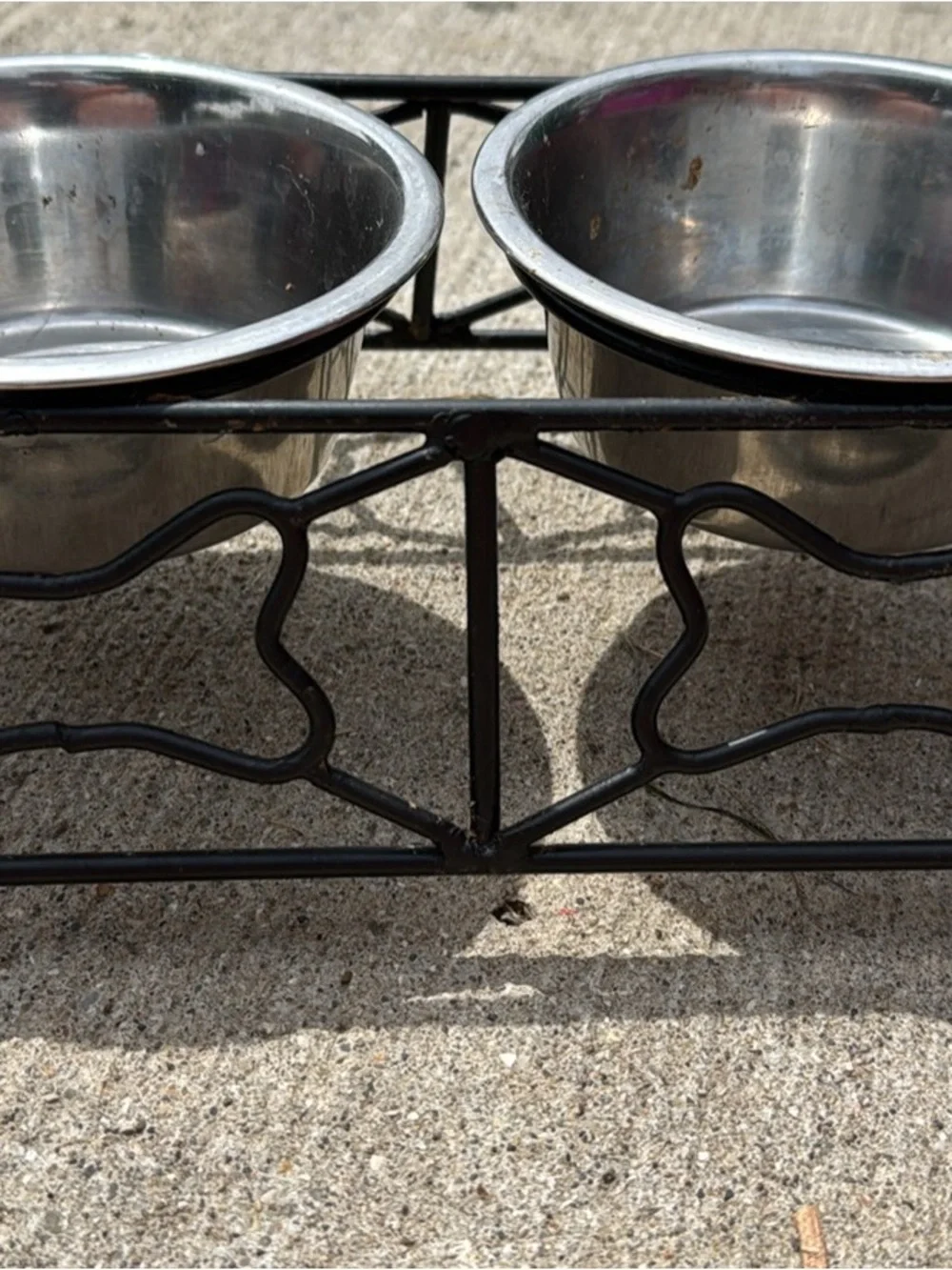 Stainless Steel Double Dog Bowl with Black Metal Stand